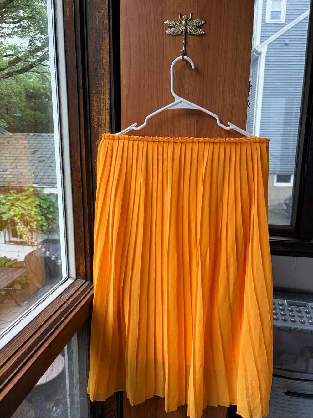Zara Bright Orange Pleated Midi Skirt